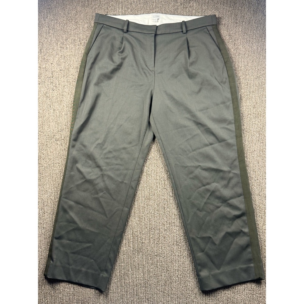 J.Crew x Mari Giudicelli Pleated Wool Blend Trouser Womens 18 Military Green